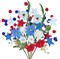 6Pcs Patriotic Artificial Flowers, 19.7" Red White Blue Silk Flowers for July 4th Decorations, Independence Day Party Indoor Living Room Kitchen Table Centerpieces (Vase Not Included)